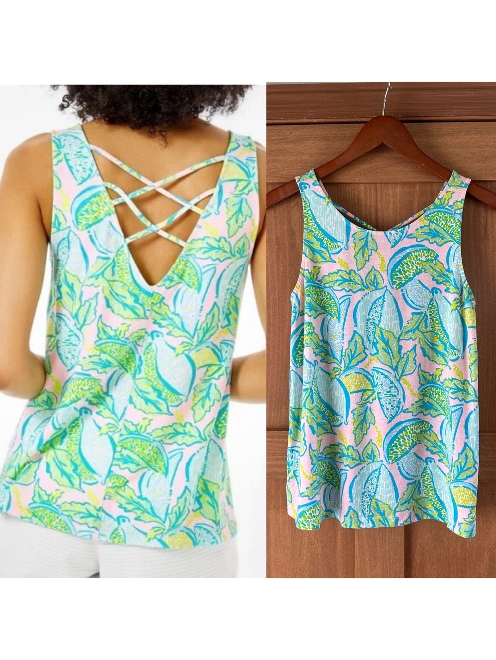 Lilly Pulitzer Kristen Swing Tank Top in Urchin Pink Vitamin Sea Women’s Small